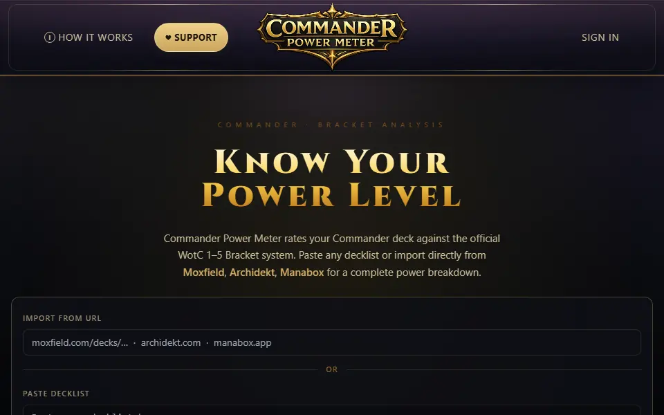 Commander Power Meter interface screenshot