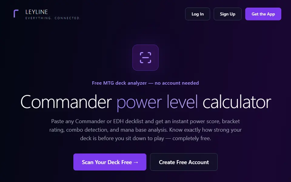 Leyline Commander Power Calculator interface screenshot